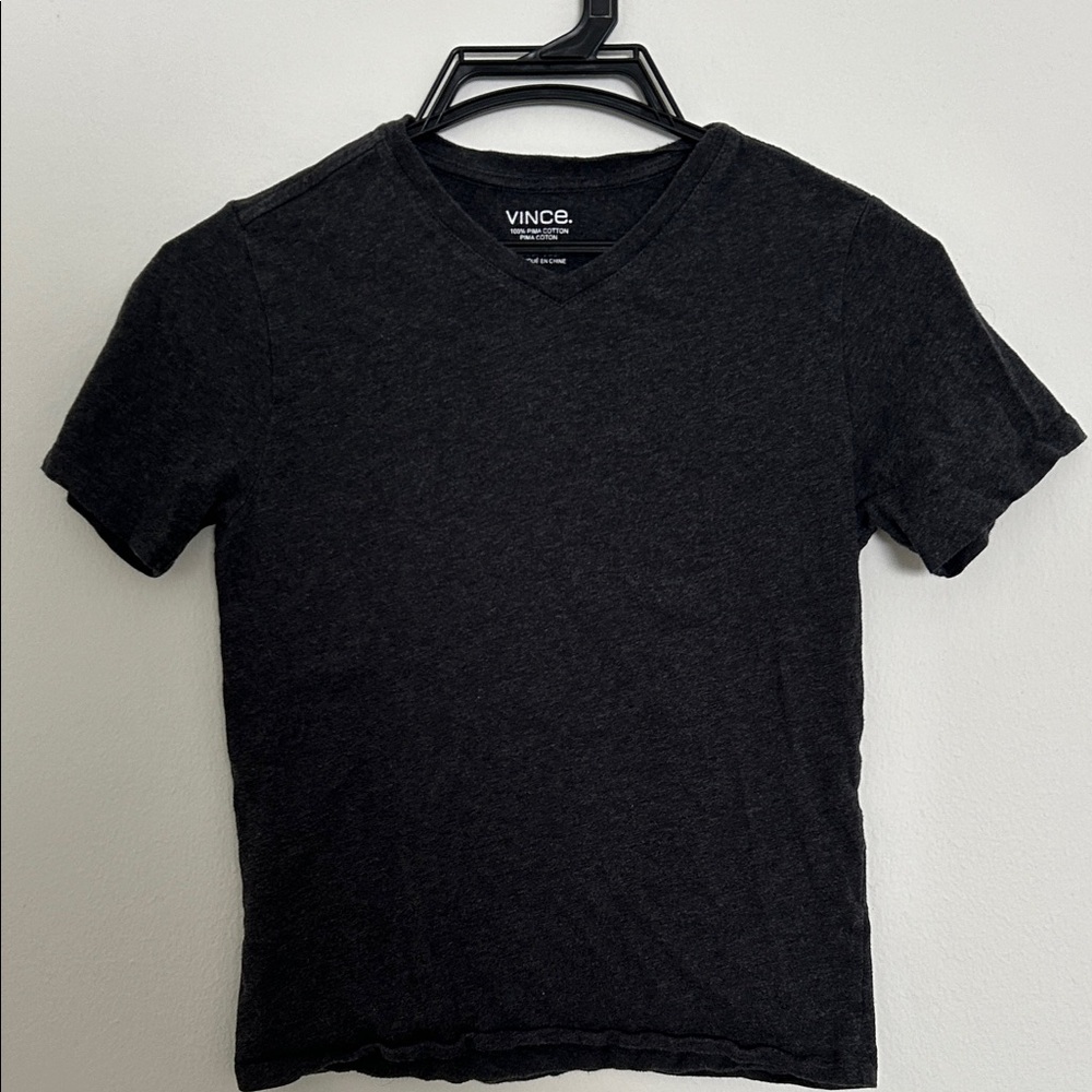 Vince Boys Charcoal V-Neck Tee